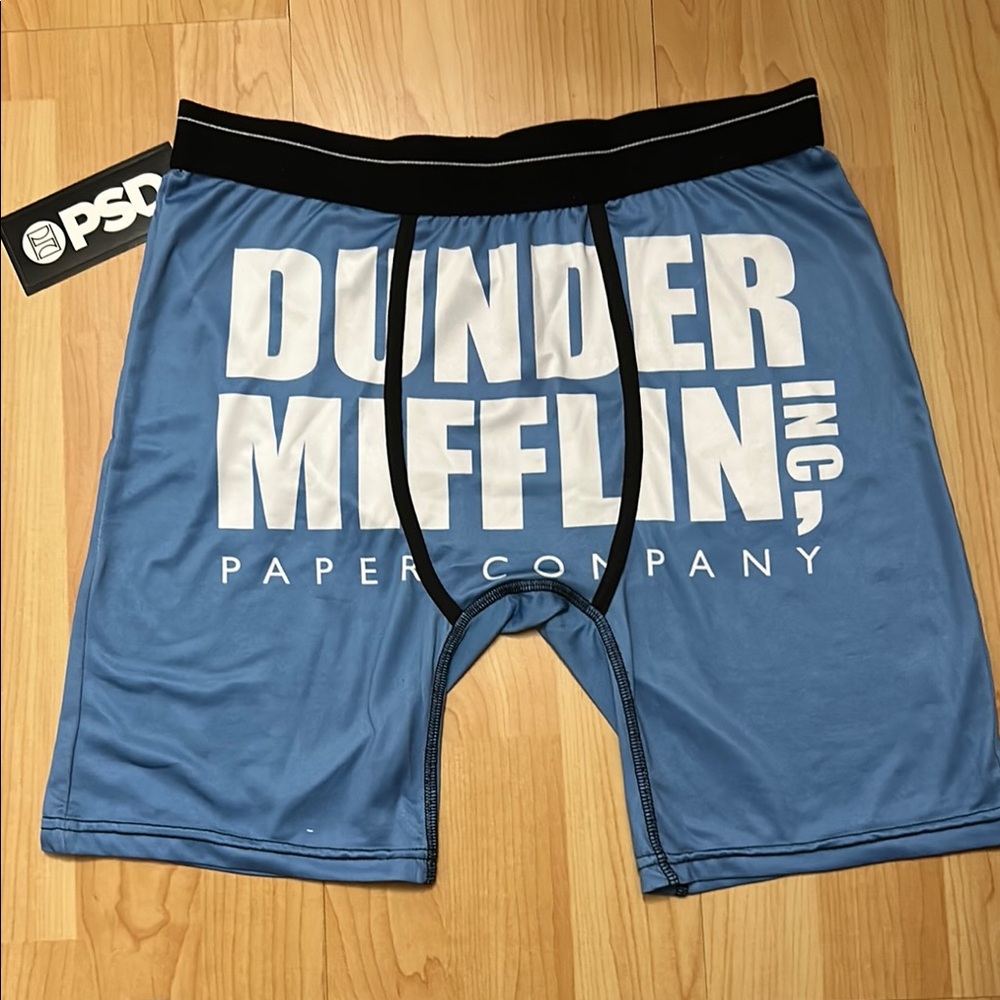 PSD Blue and Black Boxer Briefs with Dunder Mifflin Design